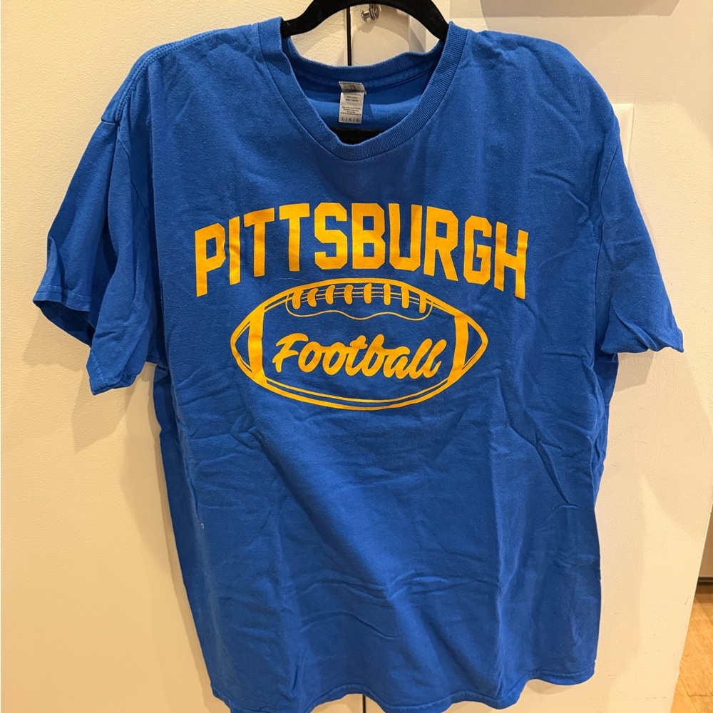 Gildan Blue Tee with Yellow Pittsburgh Graphic